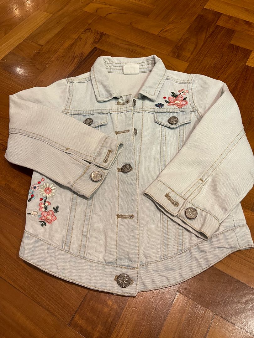 White denim jacket store embroidered