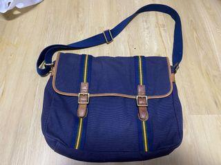 Fossil Authentic mens sling bag - fabric with leather trimming