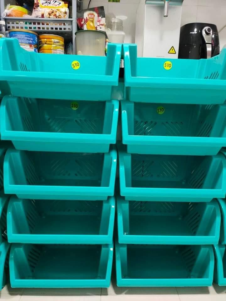 Green Basket Shelves, Furniture & Home Living, Furniture, Shelves, & Racks on Carousell