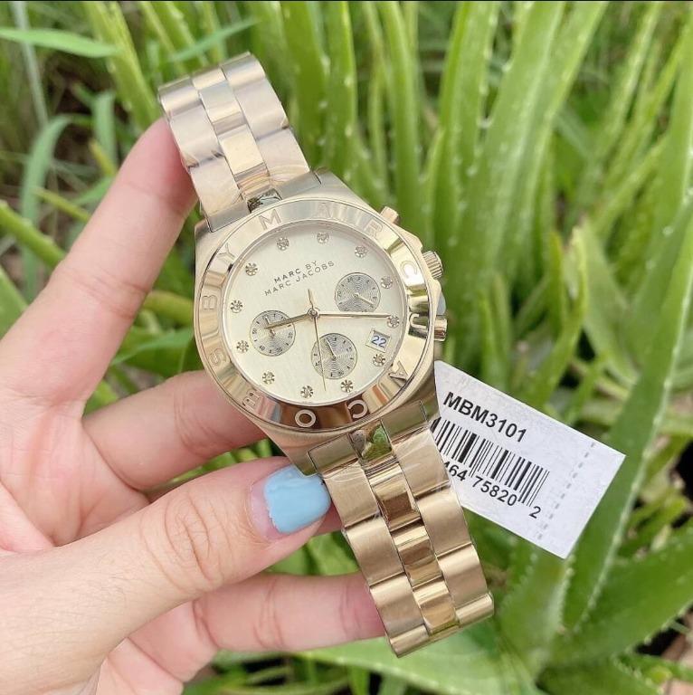 Guaranteed Authentic Marc Jacobs MBM3101 Blade Chronograph Gold