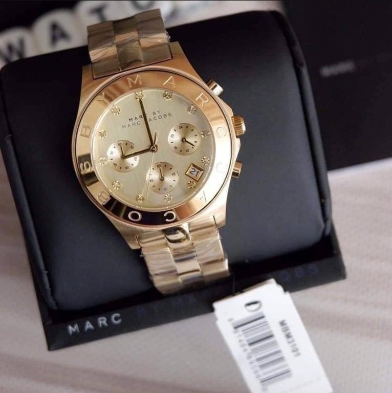 Guaranteed Authentic Marc Jacobs MBM3101 Blade Chronograph Gold