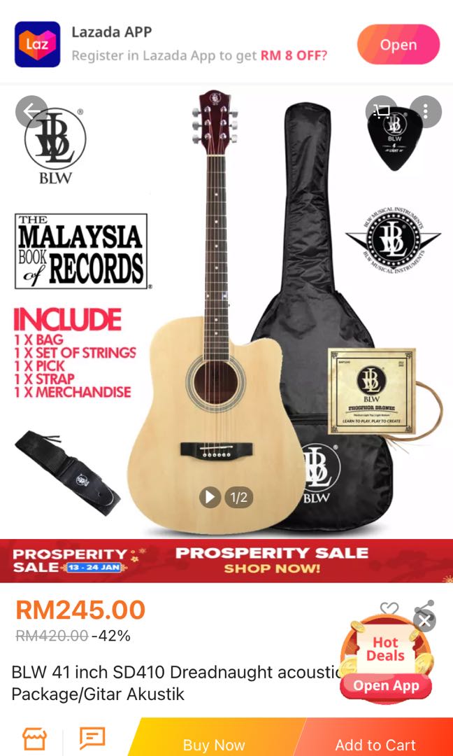 BLW guitar, Hobbies & Toys, Music & Media, Musical Instruments on Carousell