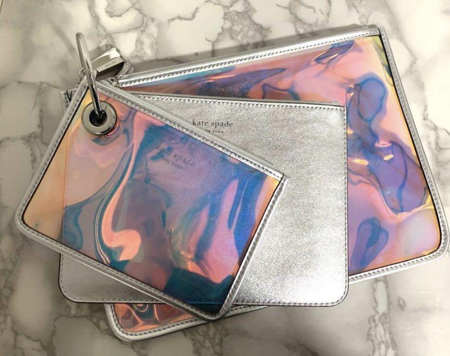Holographic Clutch Wallet Kate Spade, Women's Fashion, Bags & Wallets,  Purses & Pouches on Carousell
