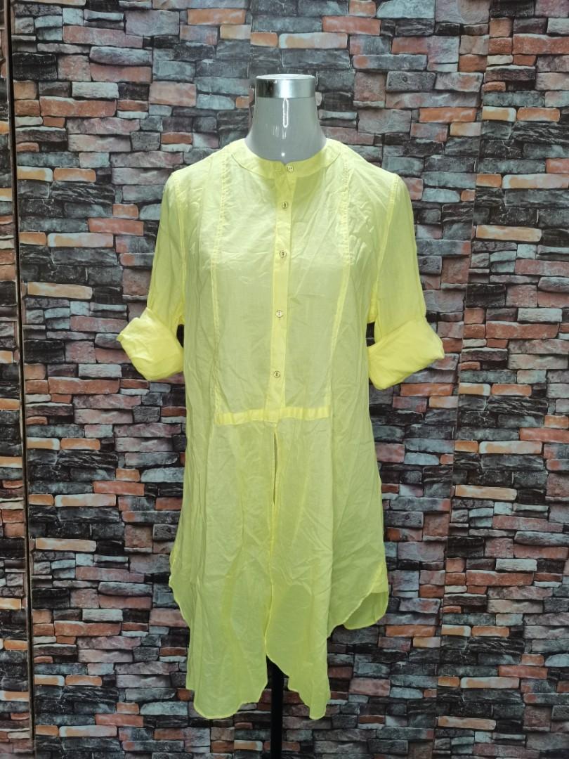 ICONIC Yellow cover up w/ slit (smallmedium), Women's Fashion, Coats