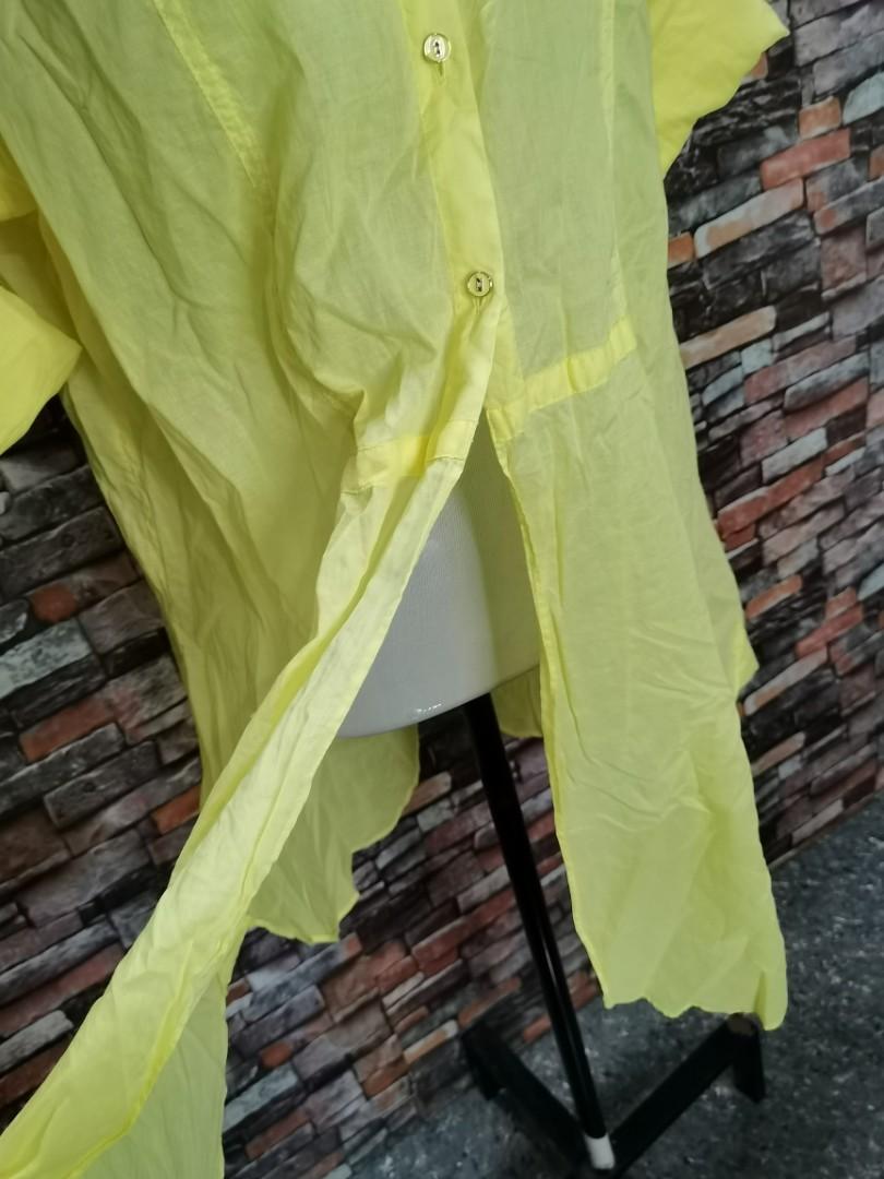 ICONIC Yellow cover up w/ slit (smallmedium), Women's Fashion, Coats