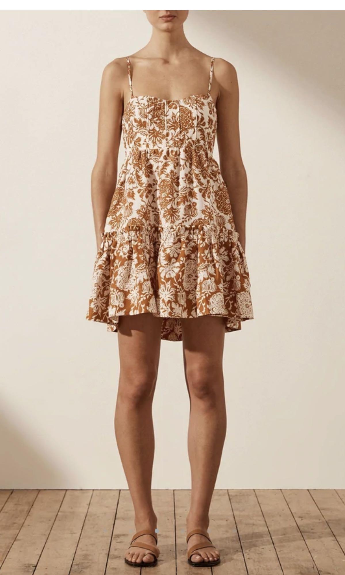 UK8 10 only Shona Joy Vitoria Linen Corded Tiered Mini Dress