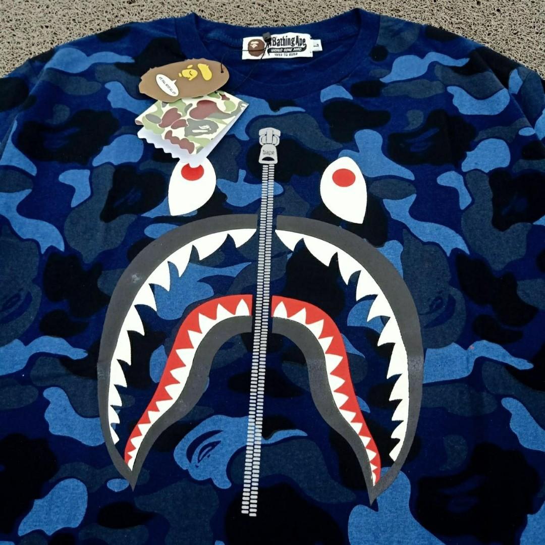 Kaos bape shark Fesyen Pria Pakaian Atasan di Carousell