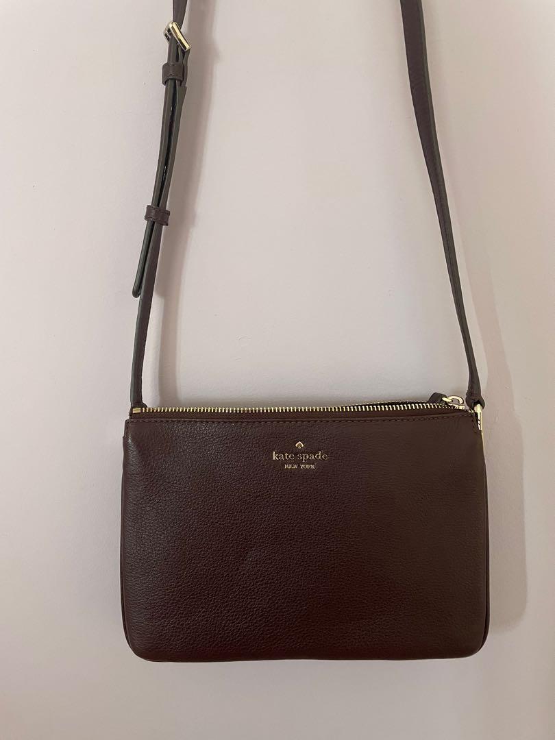 Kate Spade Jackson Pebbled Leather Chocolate Cherry Crossbody, Women's