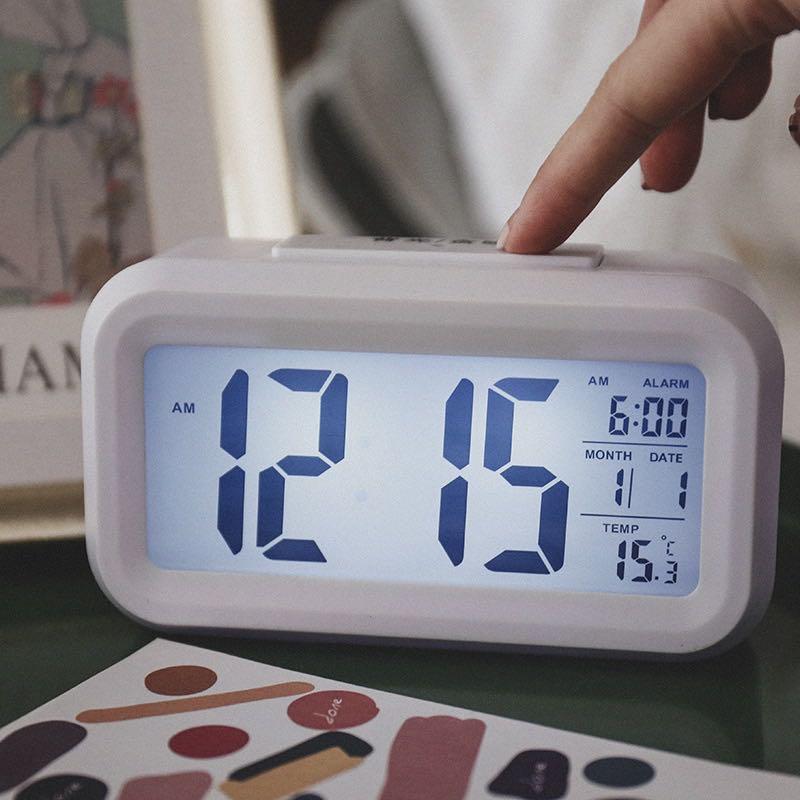 New Digital Backlight LED Display Table Alarm Clock Snooze Thermometer Calendar 