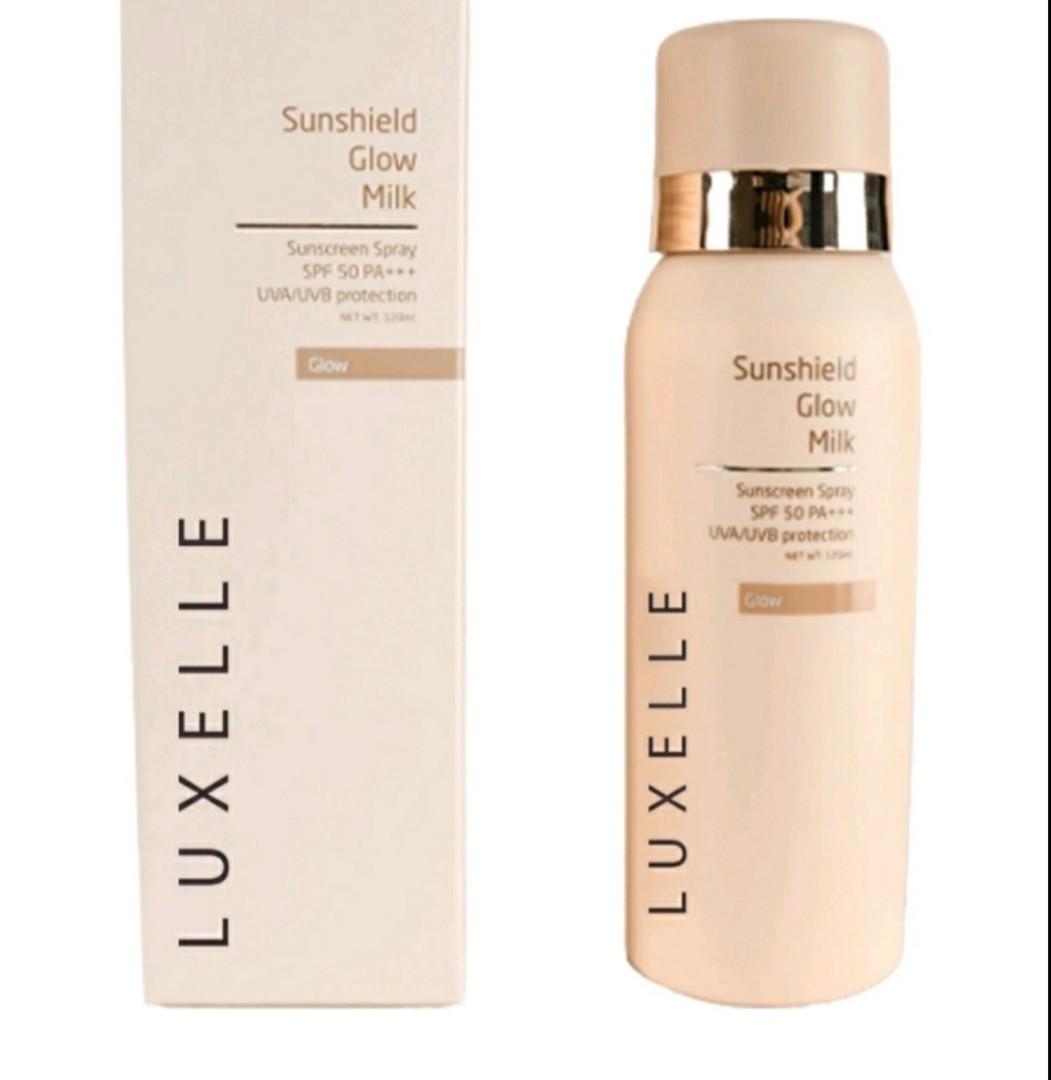 Luxelle Sunshield Glow Milk (Category: Face Care) located in Manila. Submitted by shescorner (Listing ID 1139615144, Image 1). Description: Instant glow Sunscreen SPF 50 PA+++ Designed to stay on strong when you sweat. Protects you from the sun with a durable and water resistant formula that leaves a light, breathable feeling on your skin. Delivers broad spectrum UVA/UVB protection. Contains moisturizers and Vitamin E to refuel your skin's antiox