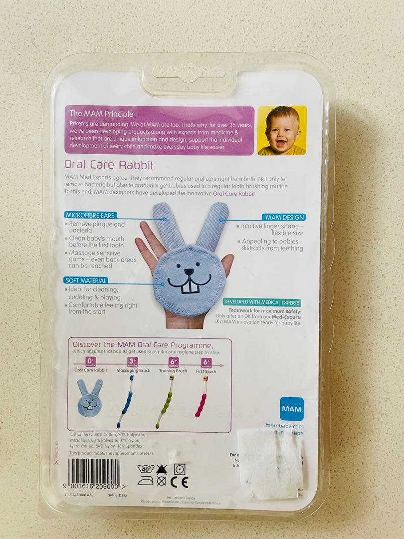 MAM Oral Care Rabbit Teething Glove, Babies & Kids, Bathing & Changing, Baby Toiletries
