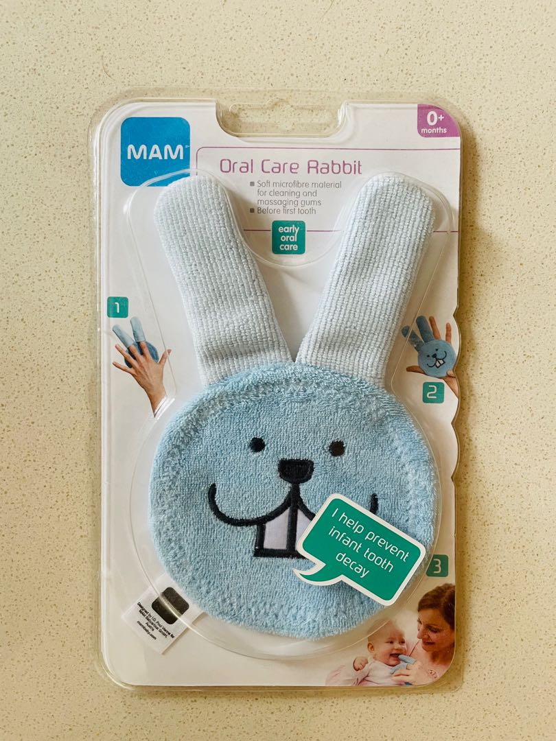 MAM Oral Care Rabbit Teething Glove, Babies & Kids, Bathing & Changing, Baby Toiletries