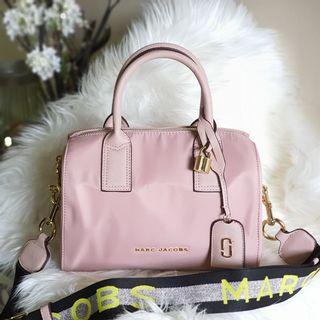 Marc Jacobs Convertible Duffel Women's 2 Way Top Handle Bag With Sling and Padlock Keychain - Light Pink