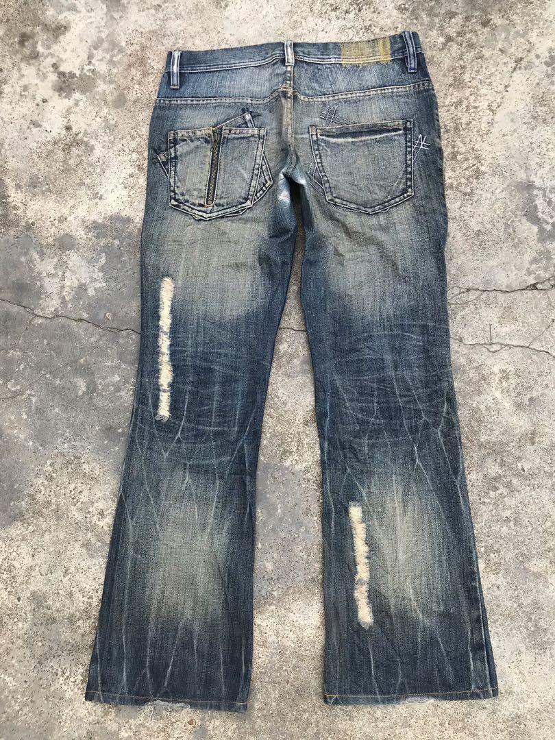MIDAS Japan Patchwork Jeans Bootcut Faded Indigo Waist 32 Authentic ...