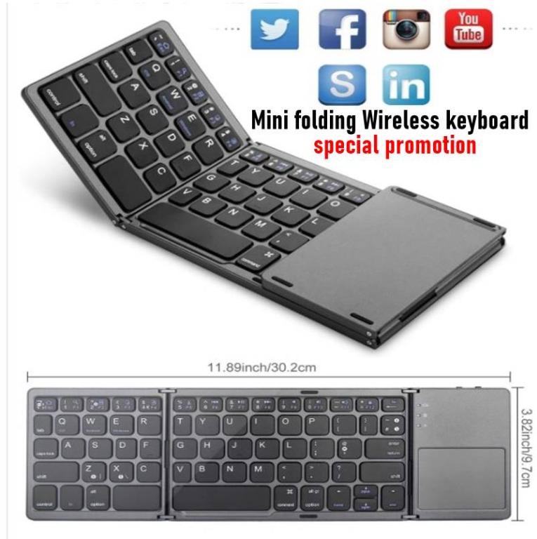 Mini folding Wireless keyboard Bluetooth Foldable Keypad for Windows ...