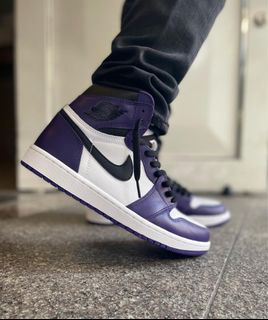 air jordan 1 mid sanded purple on feet
