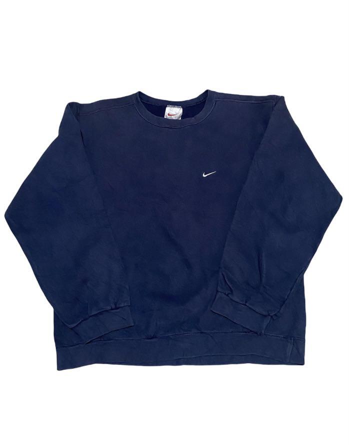 Nike vintage 90s mini swoosh made in usa navy crewneck, Fesyen