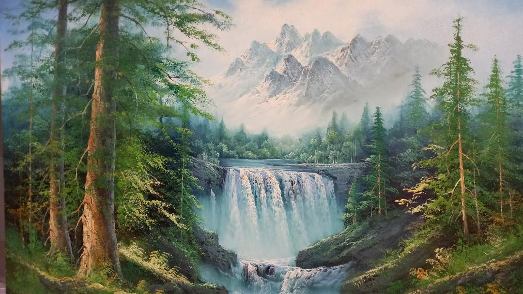 Oil On Canvas Painting Waterfall Landscape Hobbies Toys Stationery Craft Art Prints On Carousell