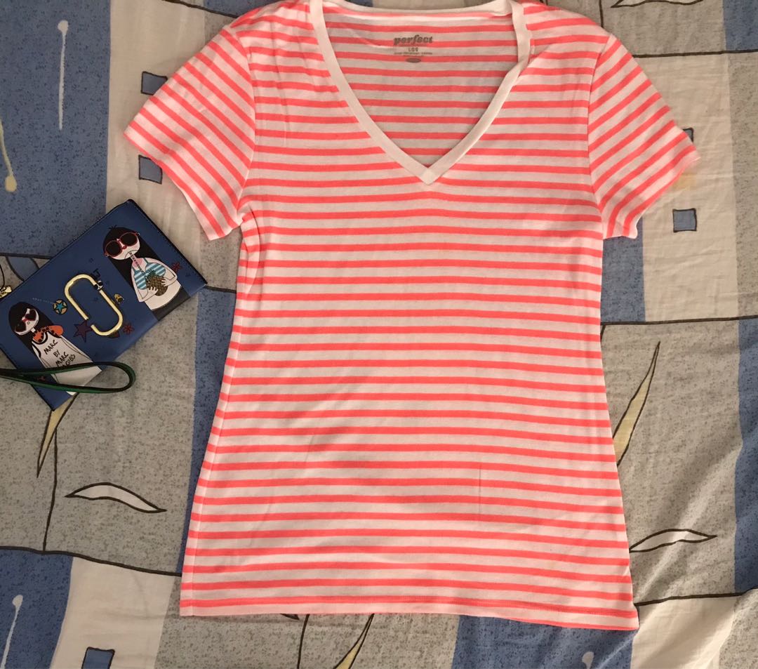old navy pink and white striped shirt