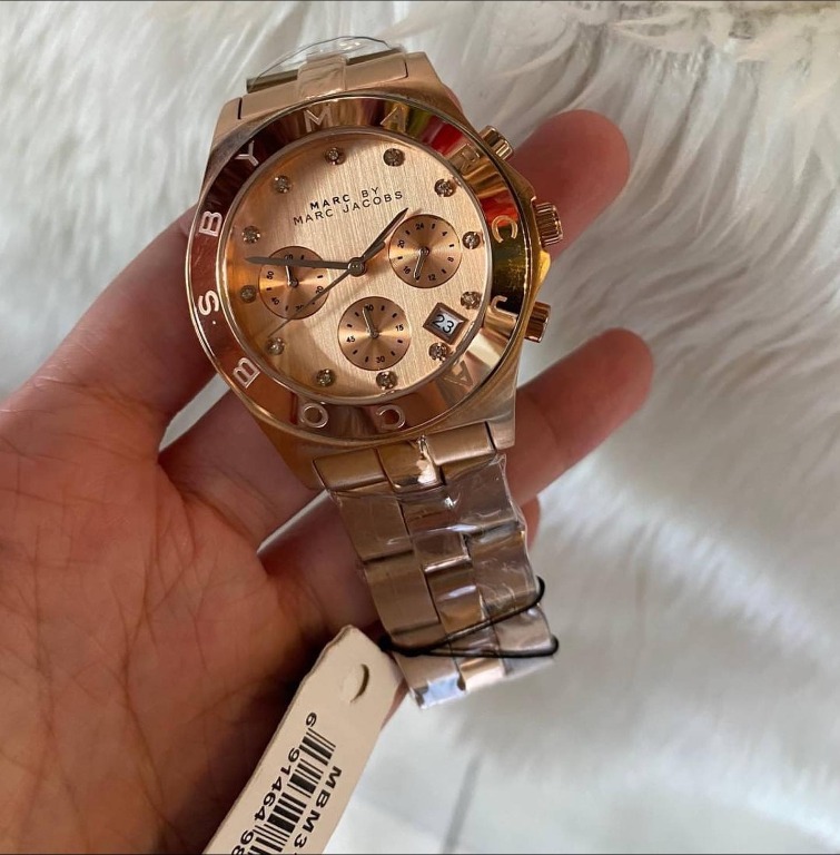 Original Marc Jacobs MBM3102 Blade Chronograph Rose Dial Ladies