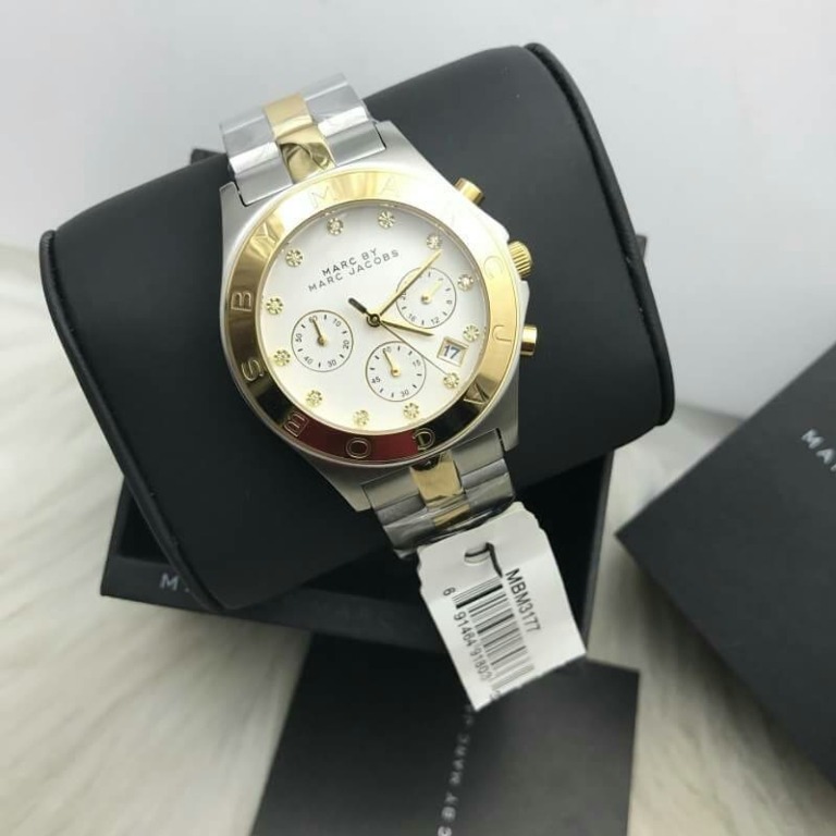 Original Marc Jacobs MBM3177 Chronograph Gold Dial Two-tone Ladies ...