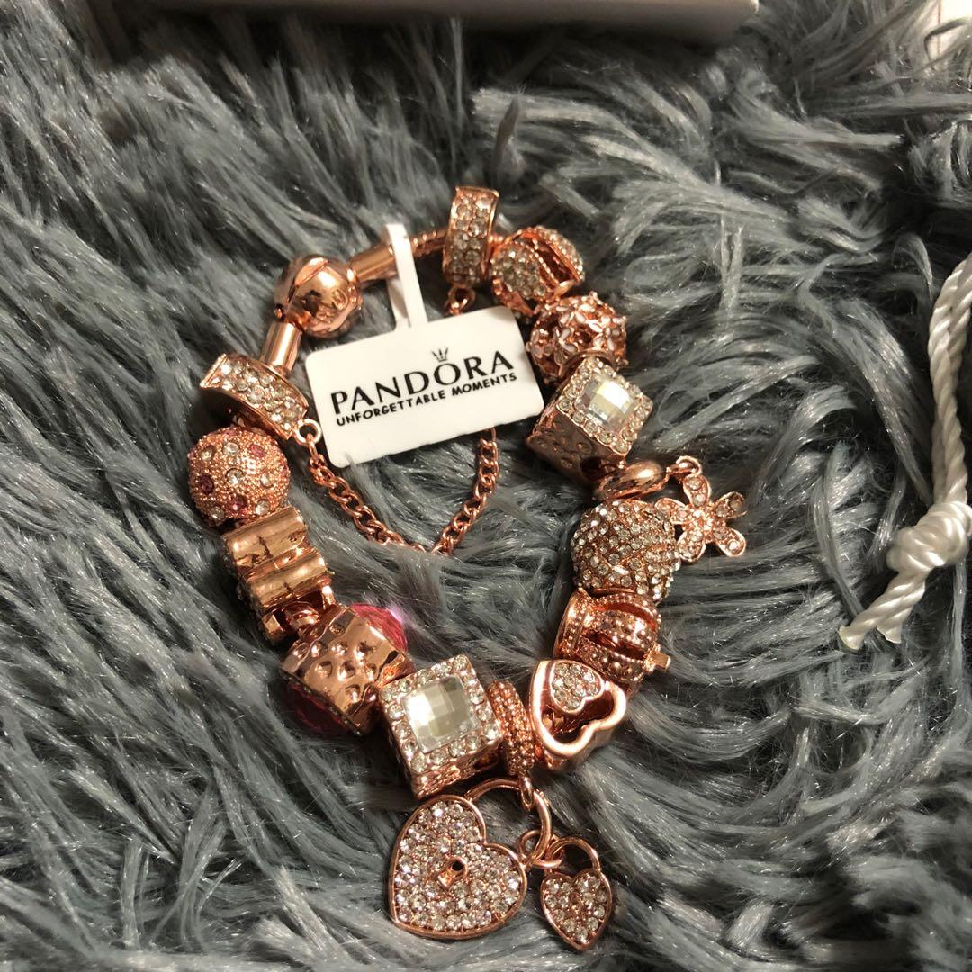 Pandora Bracelet Rose Gold starling charms 925 Luxury