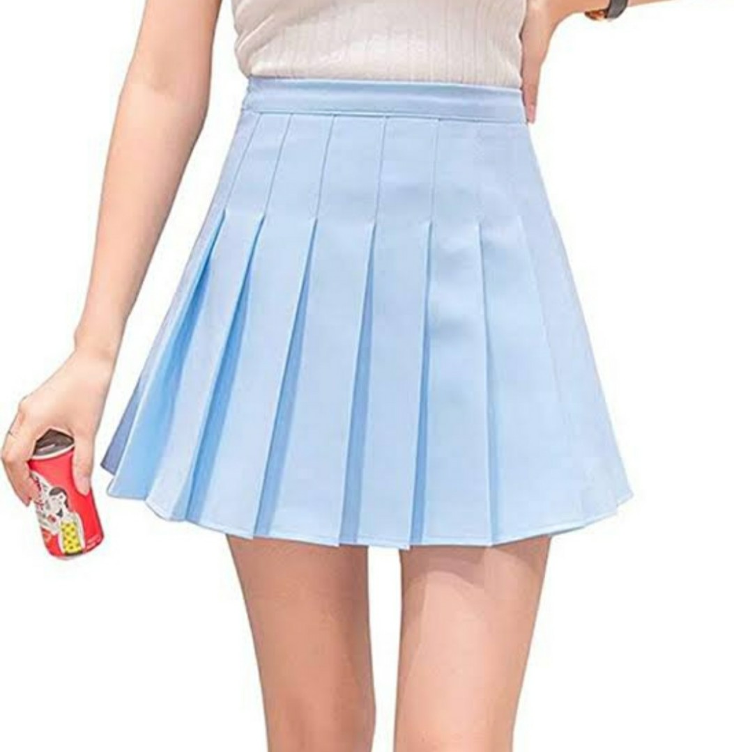 PASTEL LIGHT BLUE TENNIS PLEATED MINI SKIRT, Women's Fashion, Bottoms,  Skirts on Carousell