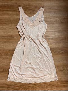 Pink V neck lace slip dress