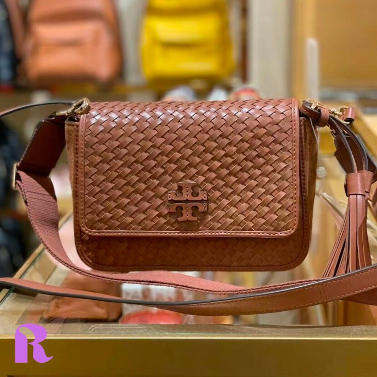 PREORDER TORY BURCH THEA WOVEN WEB FLAP CROSSBODY 88376 Luxury