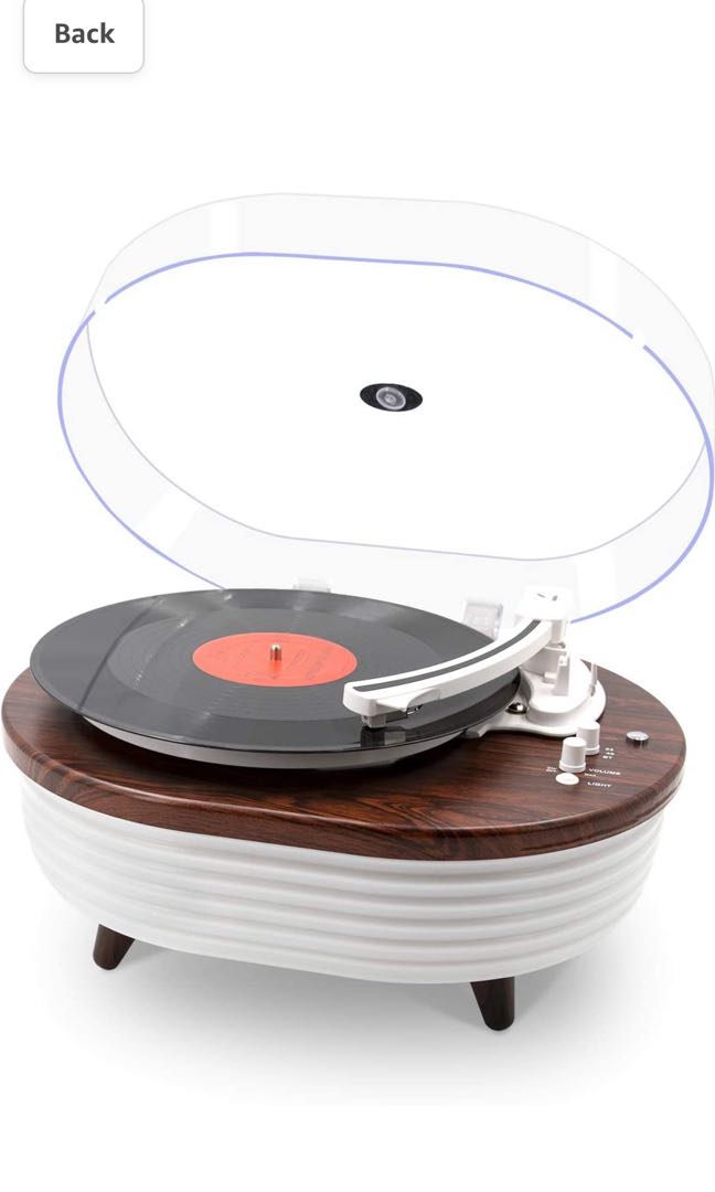 Record Player, Vintage 2Speed Bluetooth Turntable with Builtin Stereo