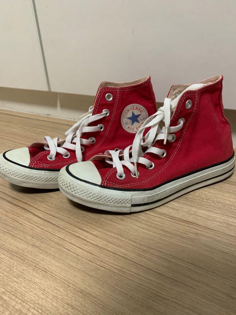 Red best sale converse sneakers