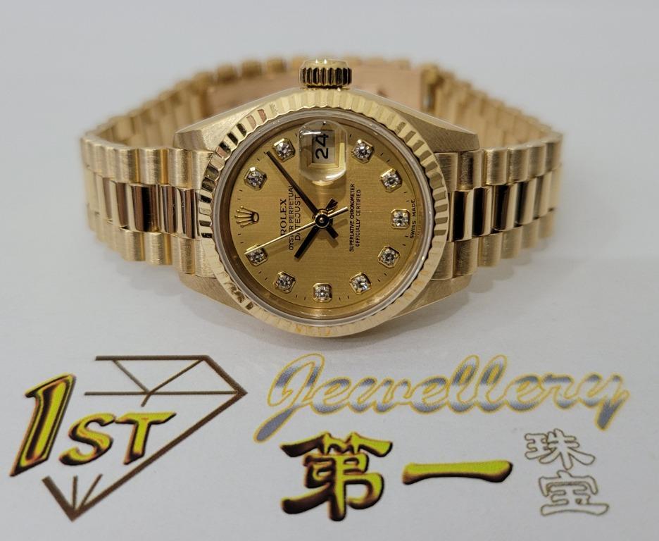 ROLEX LADY 18K YG DATEJUST WATCH M 69178 Luxury Watches on Carousell