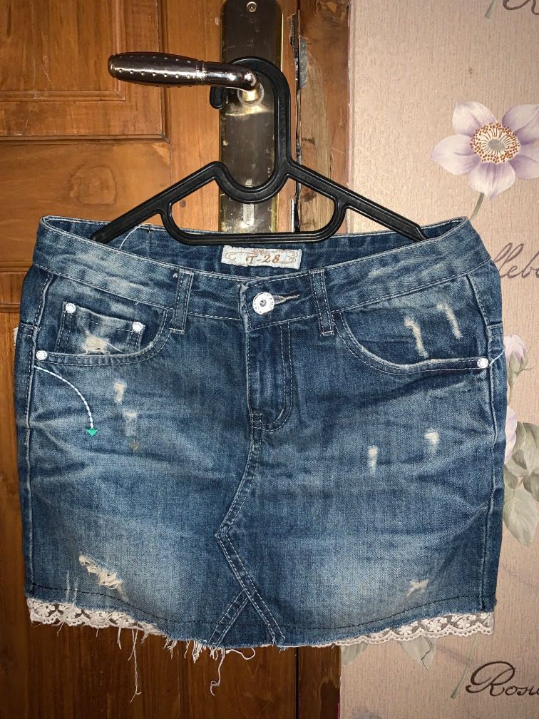 Skirt jeans shorts ripped / rok pendek 
