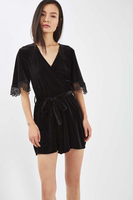 Topshop velvet playsuit best sale