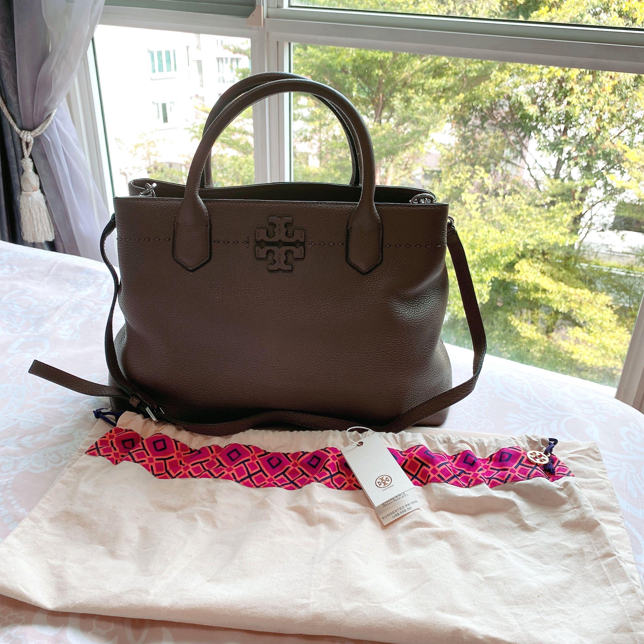 Tory burch triple best sale compartment mcgraw satchel
