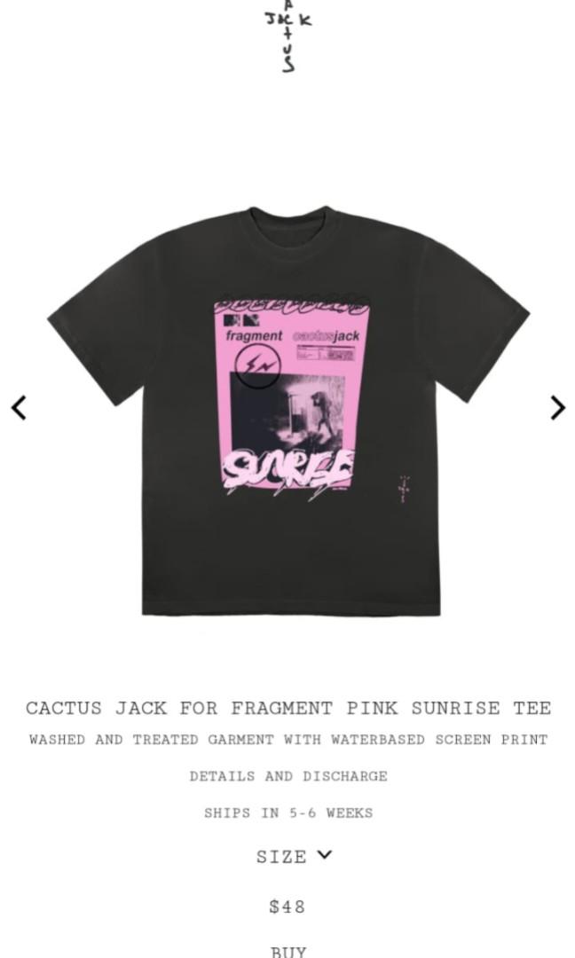 Travis Scott Cactus Jack For Fragment Pink Sunrise T-shirt Washed Black 