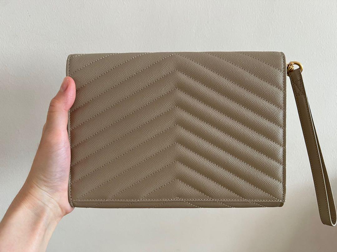 Monogram clutch in quilted grain de poudre embossed outlet leather