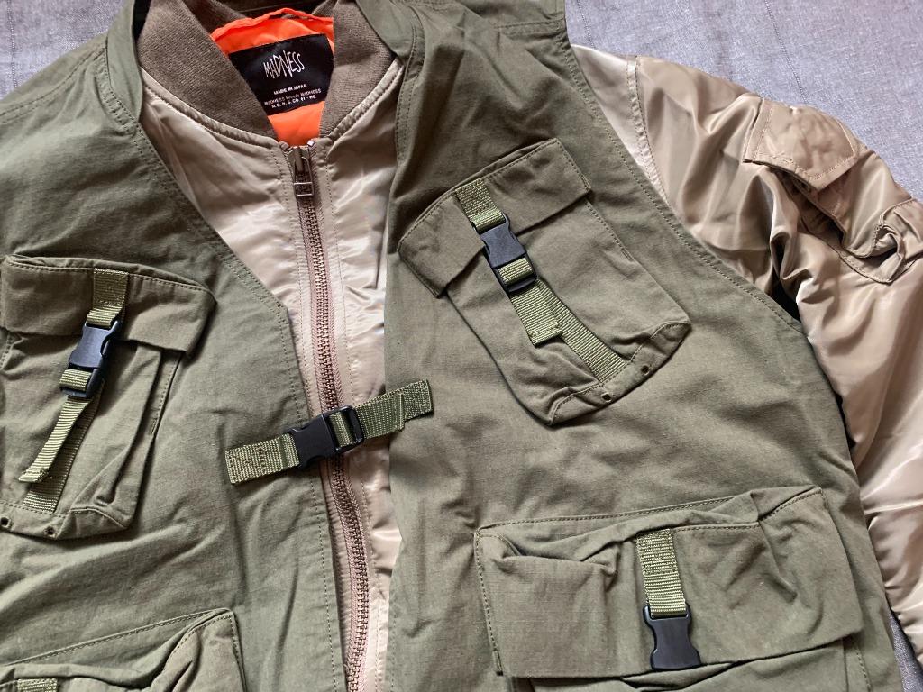 日本製99% new MADNESS LAYERED MA1 ARMY JACKET 兩種穿法背心外套夾棉