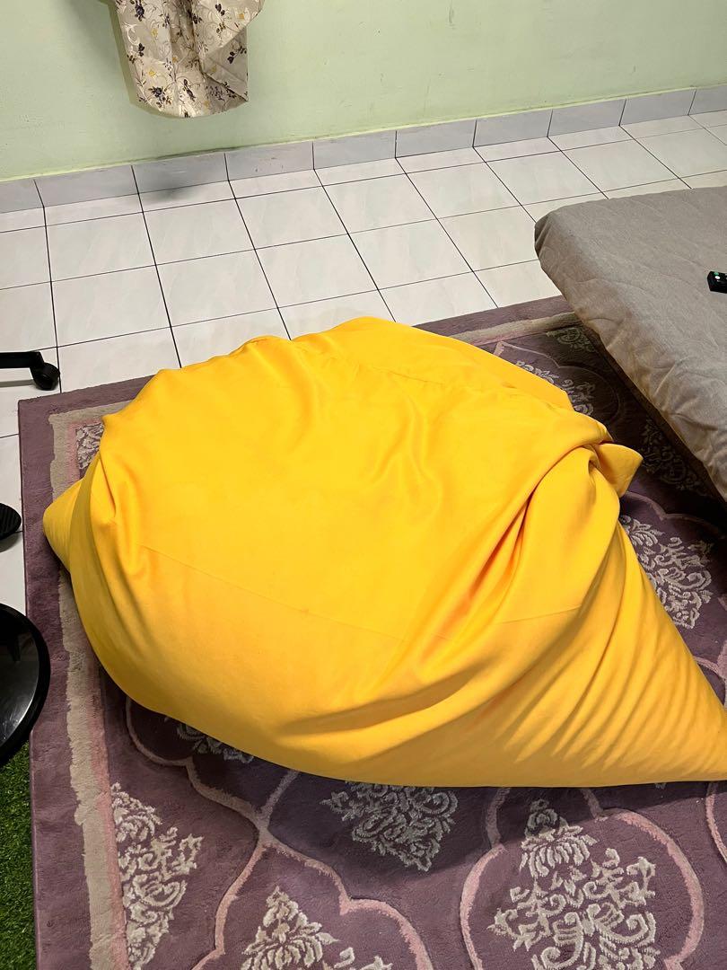 Bean Bag XL Size Saiz Besar Yellow Color Kuning, Furniture & Home Living, Outdoor Furniture on