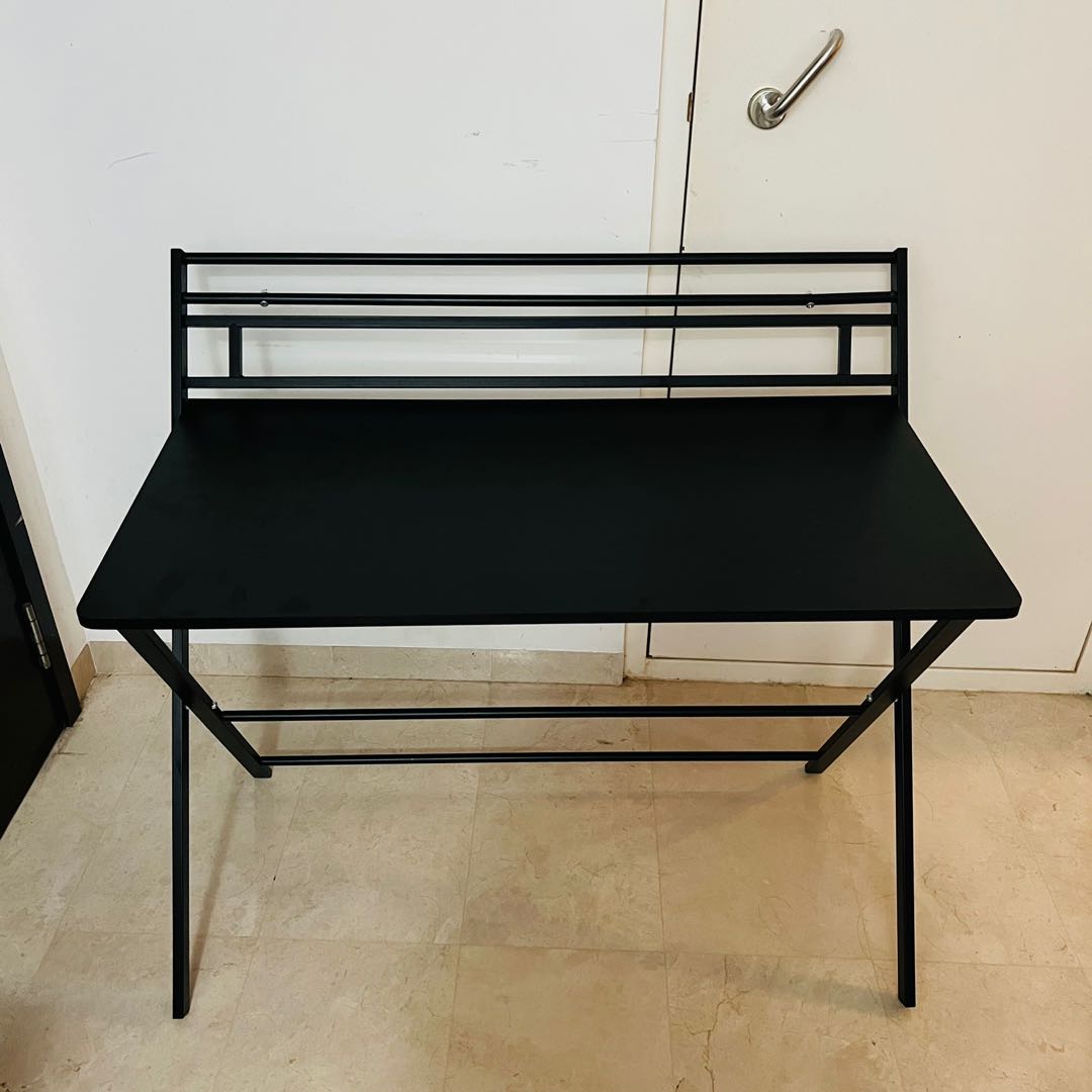 Black Foldable Study Desk Table WFH Working, Furniture & Home Living, Furniture, Tables & Sets