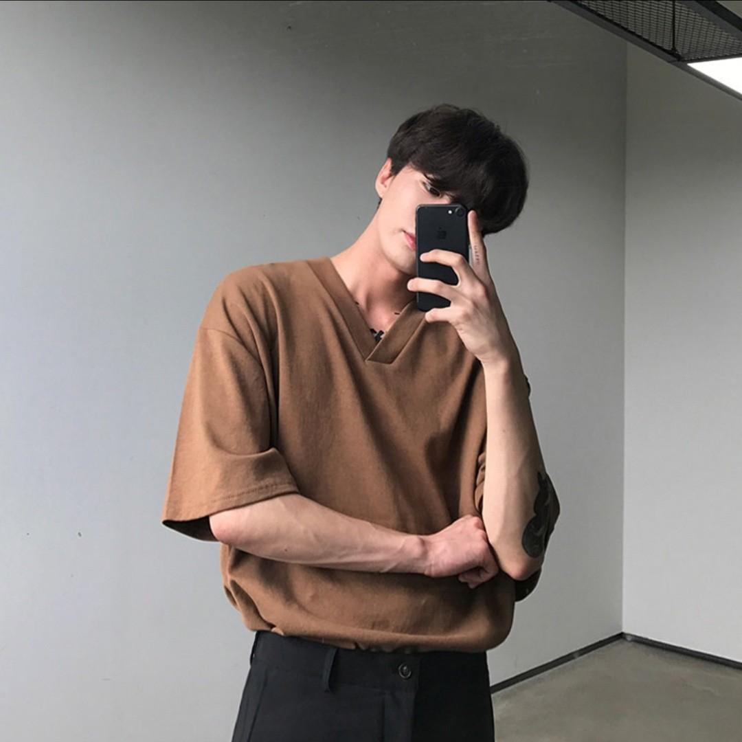 Brown Oversized Shirt, Men's Fashion 