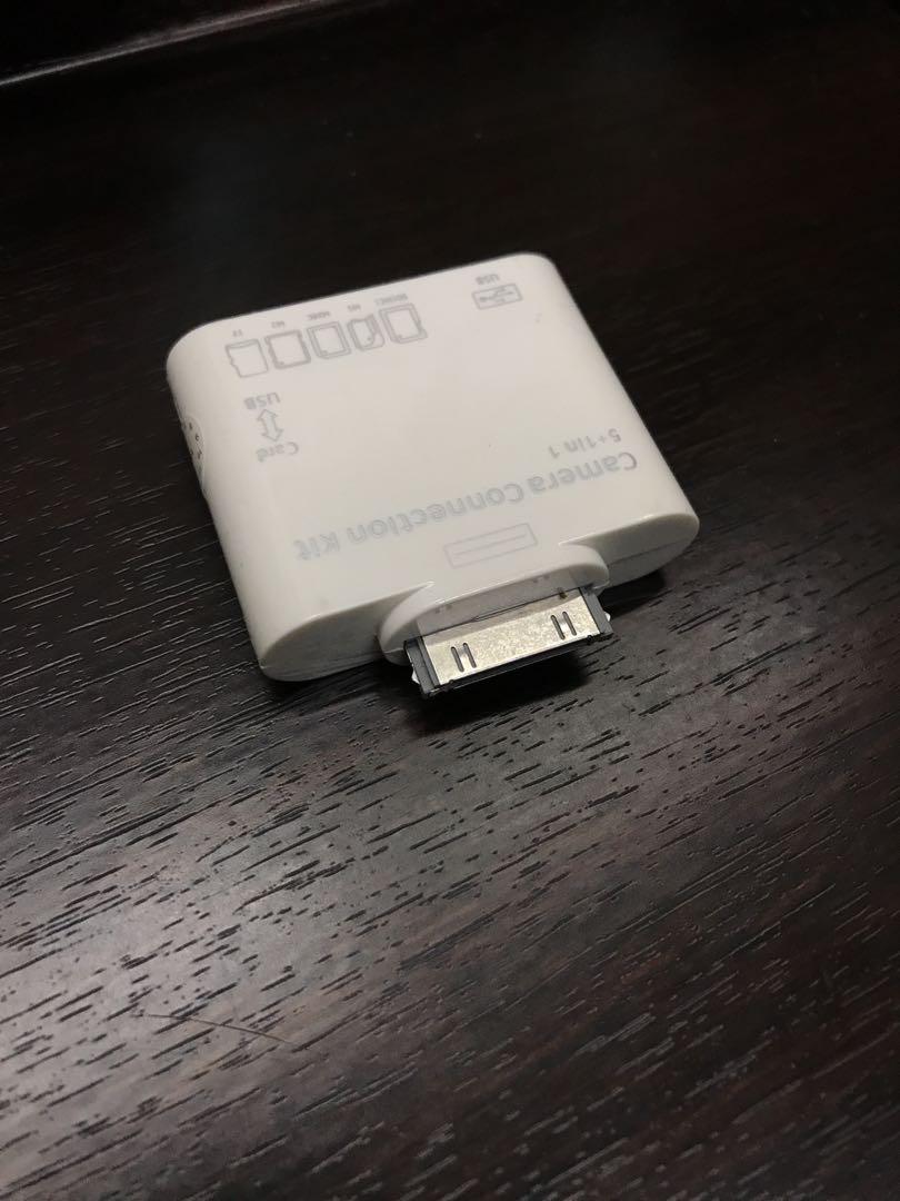 Camera connection kit 5+1 in one card reader SD (HC) MS MMC M2 TF 讀卡器 賣單反相機照片 USB接口 接鍵盤 U盤, 手提電話