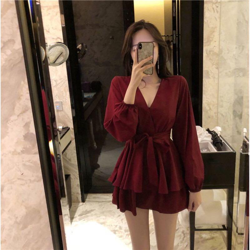CASUAL DRESS (MAROON), Women's Fashion, Dresses & Sets, Dresses on Carousell