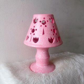 Ceramic Lamp Candle Holder Vintage Pastel Pink