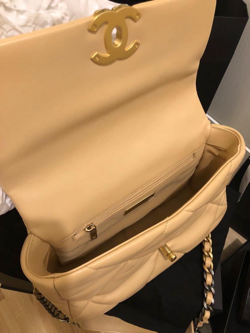 Chanel 19 Handbag in beige- brand new!, Luxury, Bags & Wallets on Carousell