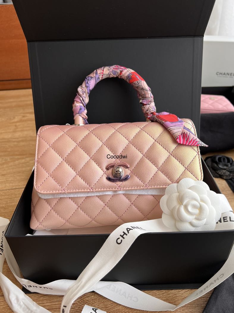 Chanel 21k Iridescent Pink Coco Handle Small Women S Fashion Bags Wallets Shoulder Bags On Carousell