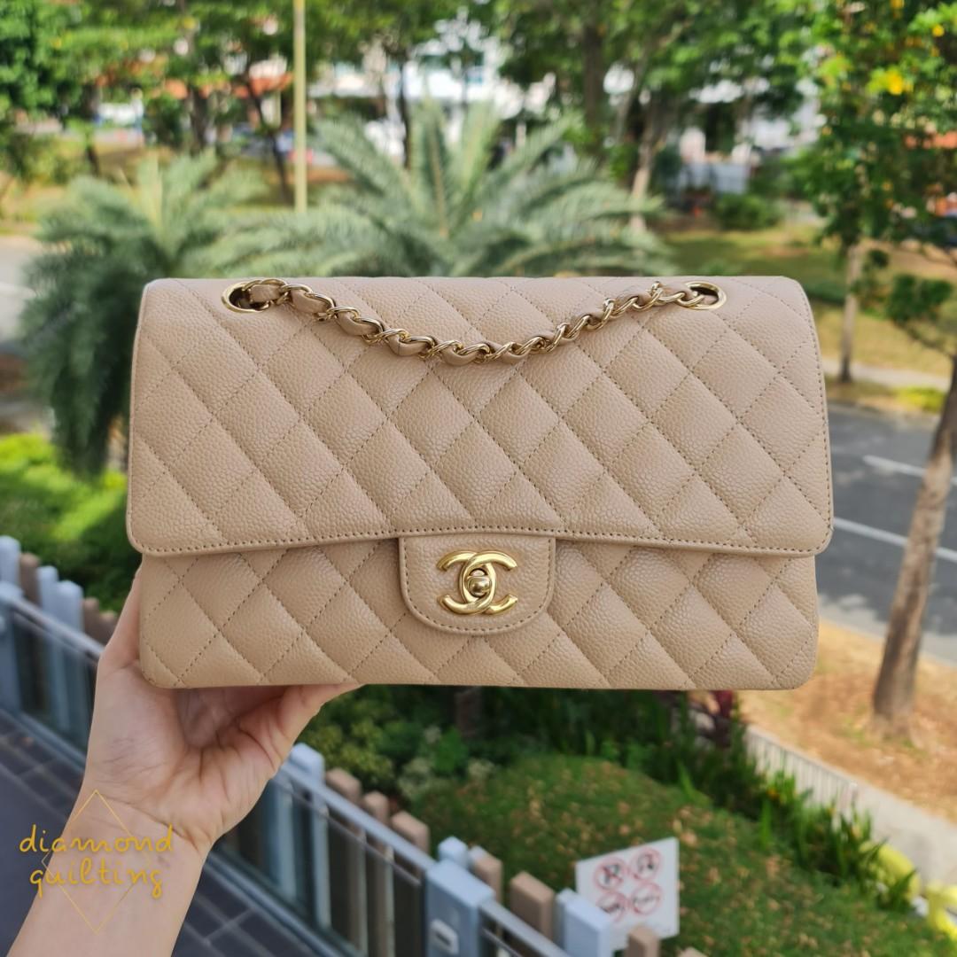 Chanel Classic Small Double Flap Beige Clair Quilted Caviar with gold  hardware