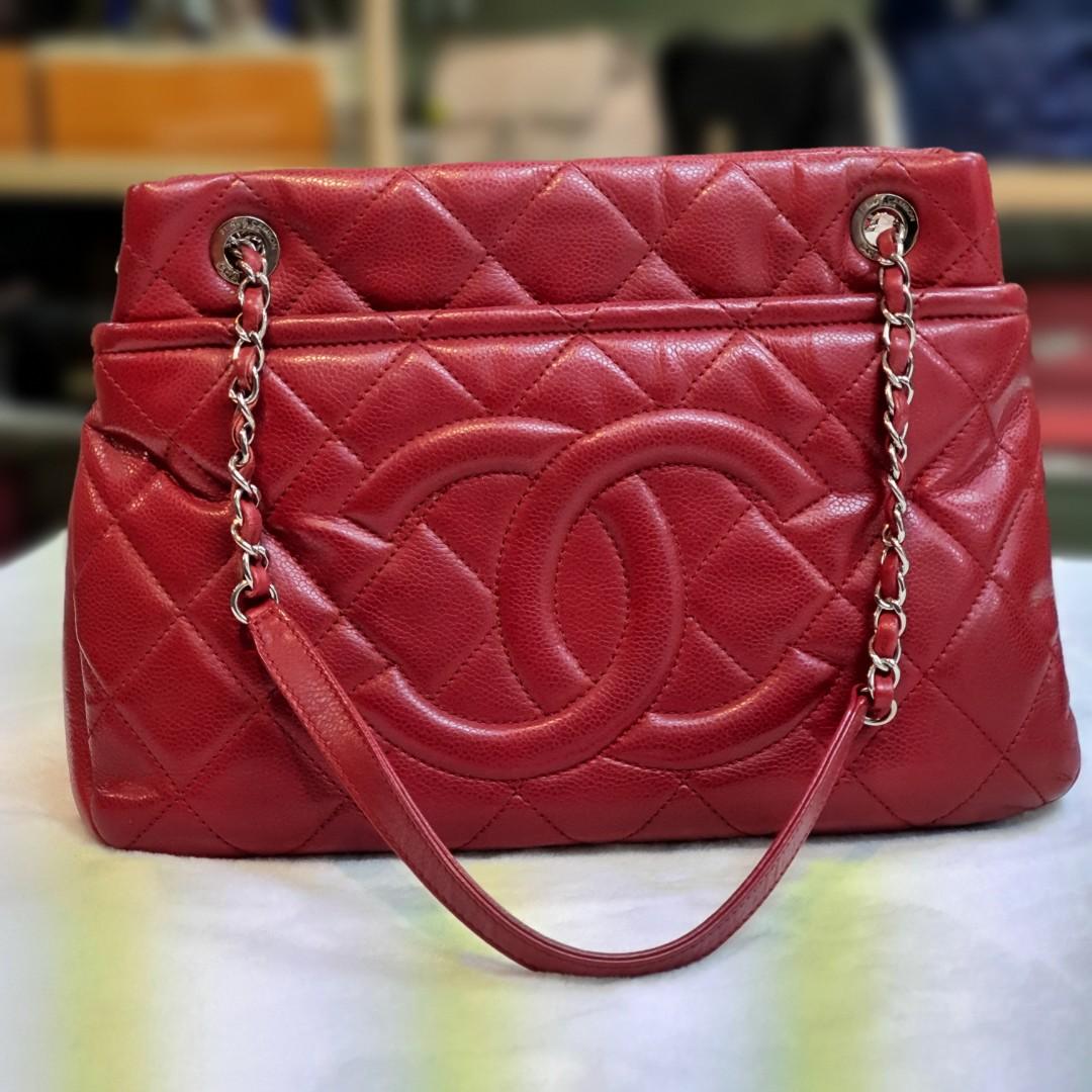 Chanel Timeless CC Long Tote Large Caviar Red / Phw