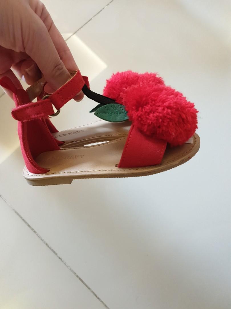 Red pom pom sandals sale