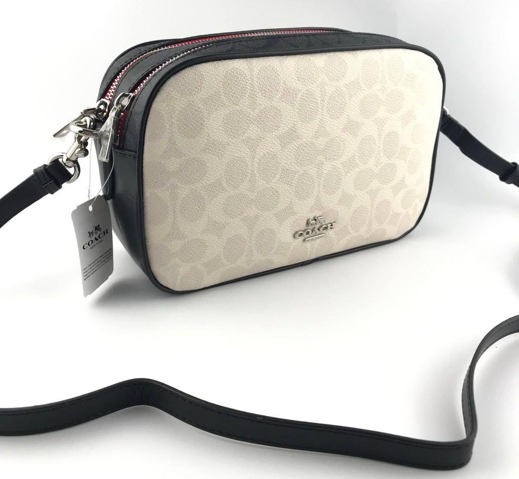 Coach Jes Crossbody Bag in White Signature Canvas, Women's Fashion
